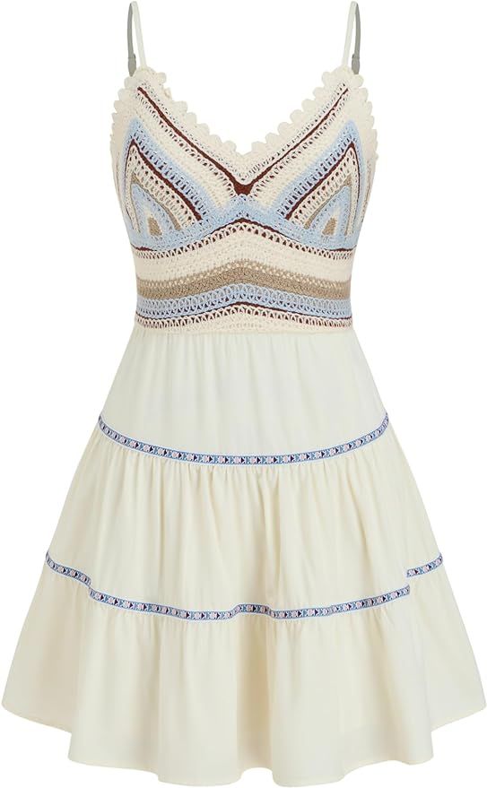 CIDER V-neck Patchy Ruffle Mini Dress | Amazon (US)