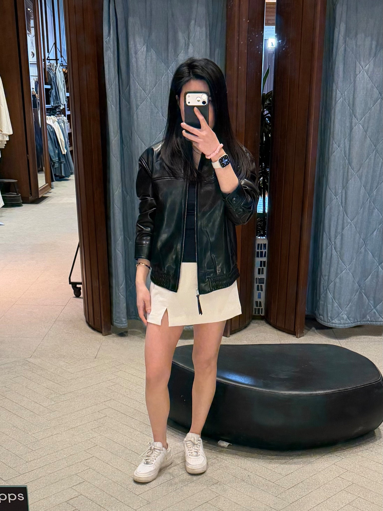 Perfectly oversized, softest faux leather jacket you will ever put on. Wearing XS (TTS) 🩶

Faux leather jacket, skirt, mini skirt, Air Force 1s, sneakers and skirts, skort and sneaker outfit, casual spring outfit, leather jacket outfit, oversized black leather jacket, aritzia try on, spring outfits, vacation outfit, everyday outfit, errands outfit 

#LTKdresses #LTKshoes #LTKstyletip