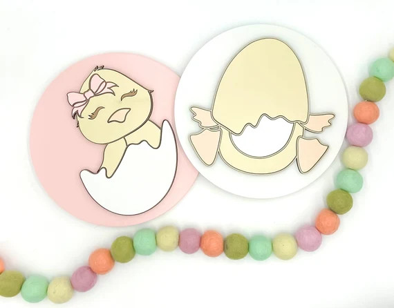 Chick Sign | Wood Chicken Sign | Easter Sign | 3d Easter Sign | Round Wood Easter Sign | Easter D... | Etsy (US)