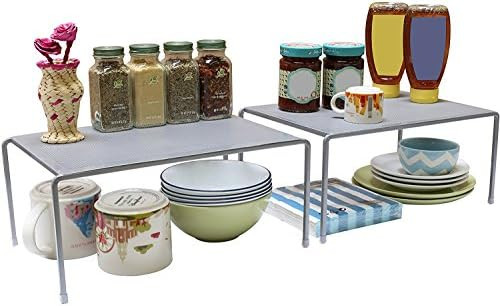 DecoBros Expandable Stackable Kitchen Cabinet and Counter Shelf Organizer,Silver | Amazon (US)