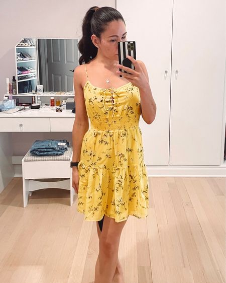 Alice and Olivia yellow floral sundress on sale at Bloomingdales. Extra 30% off in cart. Perfect for end of summer events and can be layered for a fall look. 

#LTKSeasonal #LTKsalealert #LTKwedding