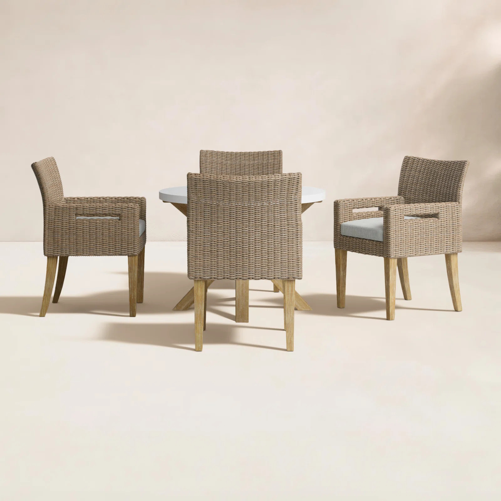 Fleur 48'' Round 4 - Person Outdoor Dining Set with Cushions | Birch Lane