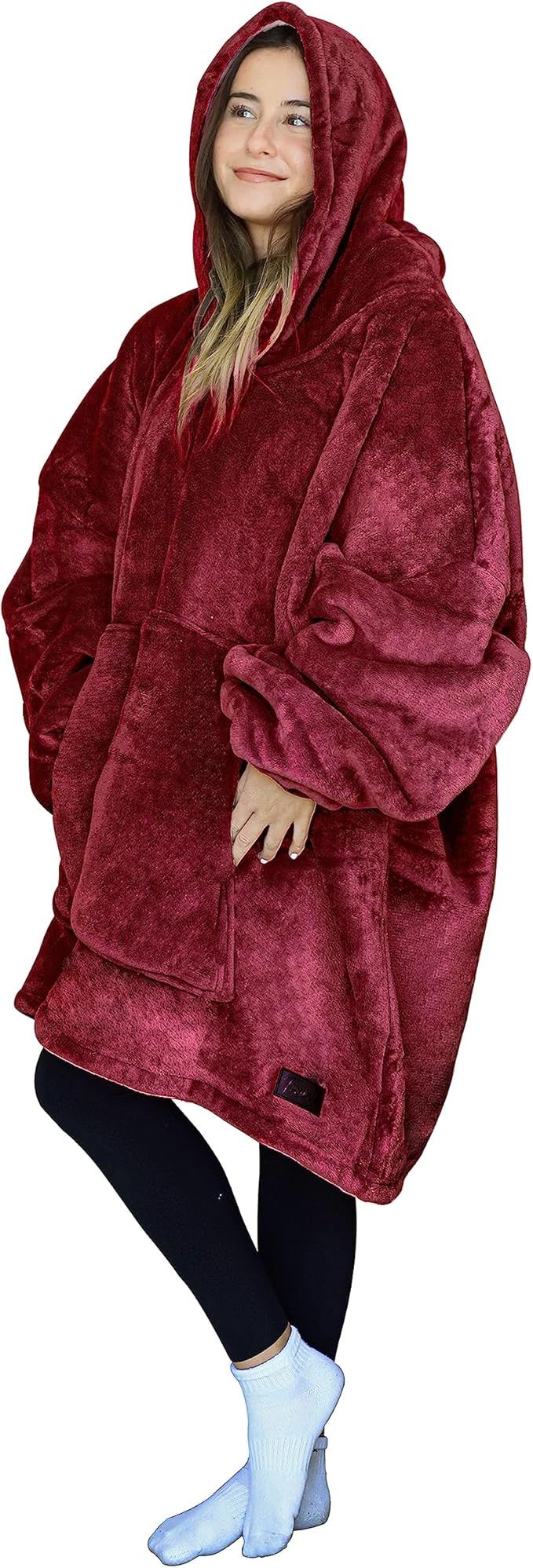 Oversized Hoodie Blanket Sweatshirt Comfortable Sherpa Giant Wearable Blankets Gift for Adults Me... | Amazon (US)