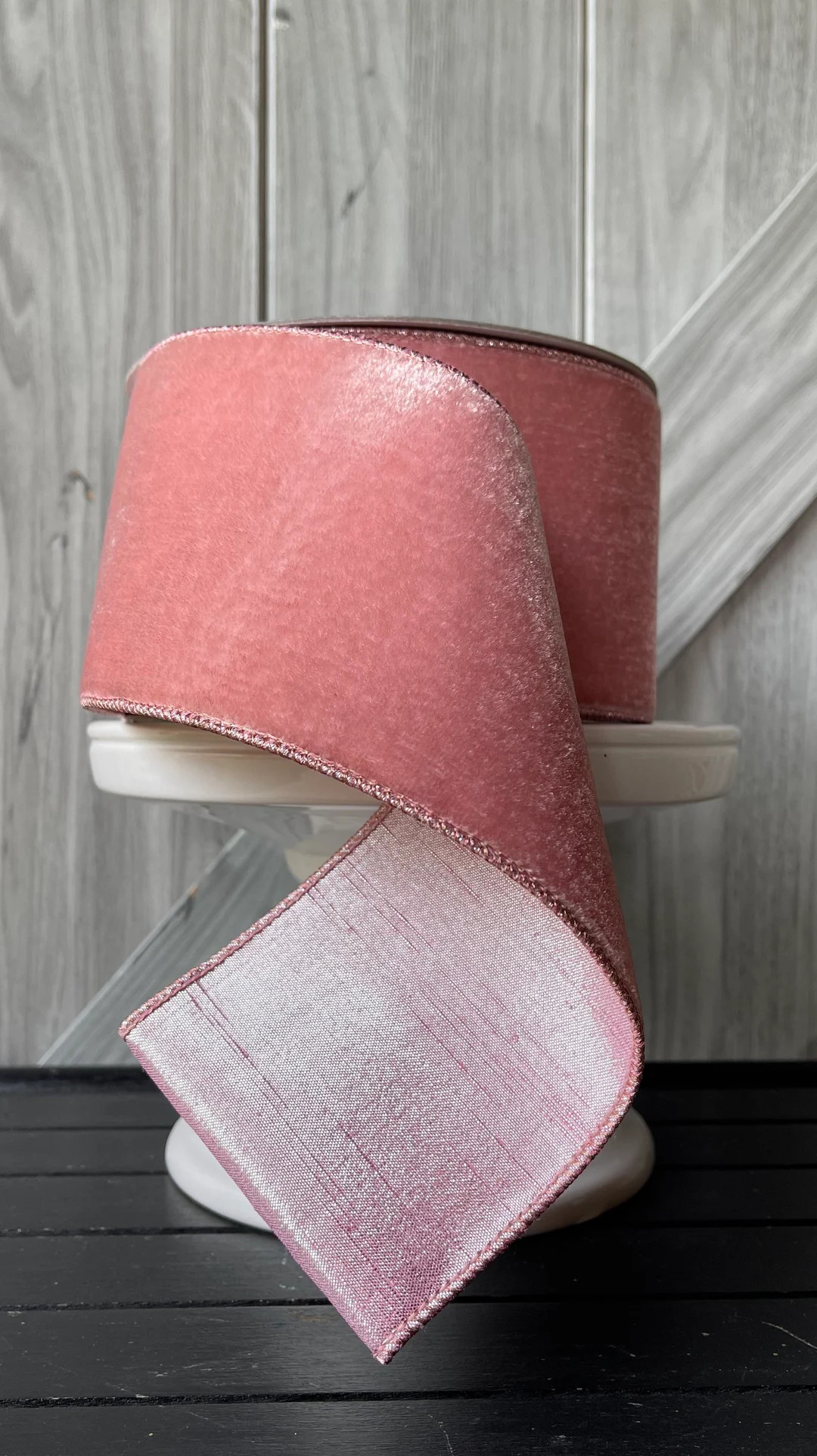 10 yards, 4 Inch Wire Ribbon, Velvet Wired Ribbon, Pink Luster Ribbon, Pink Wire Ribbon, Velvet R... | Etsy (US)