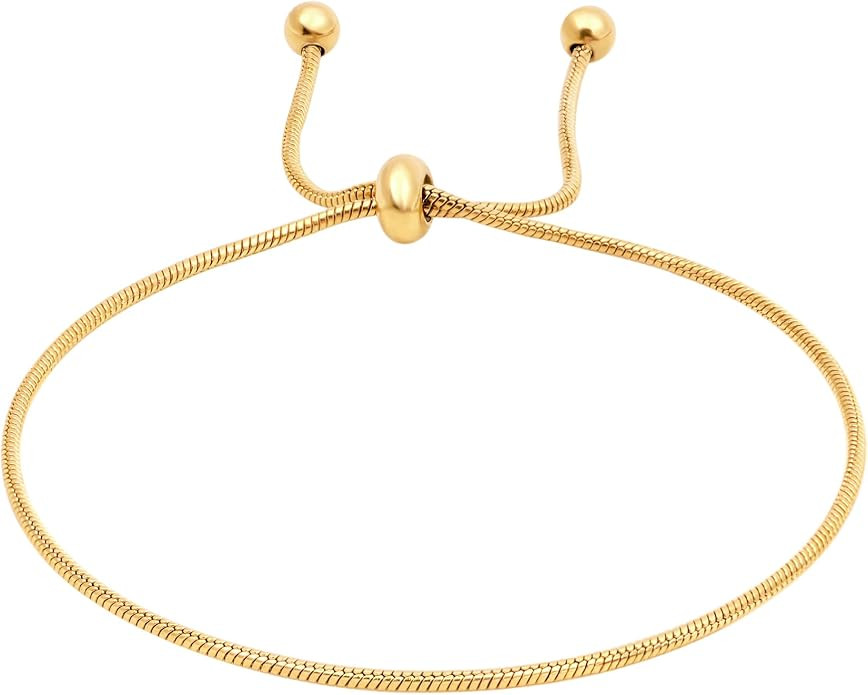 Gold Plated Bracelets for Women Trendy Dainty Adjustable Bolo Bracelets Tennis Beaded Bracelet Ta... | Amazon (US)