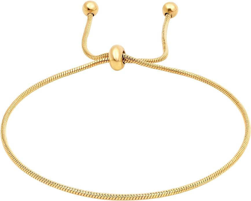 Yowivon Dainty Gold Bracelet Adjustable Bolo Slider Bracelets Trendy 14K Gold Plated Pearl Bracel... | Amazon (US)