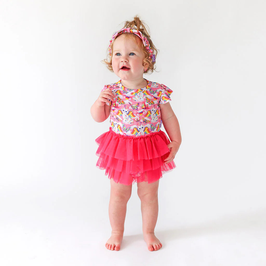 Pink Girl Tulle Onesie | Lisa Frank® Angel Kitty™ | Posh Peanut