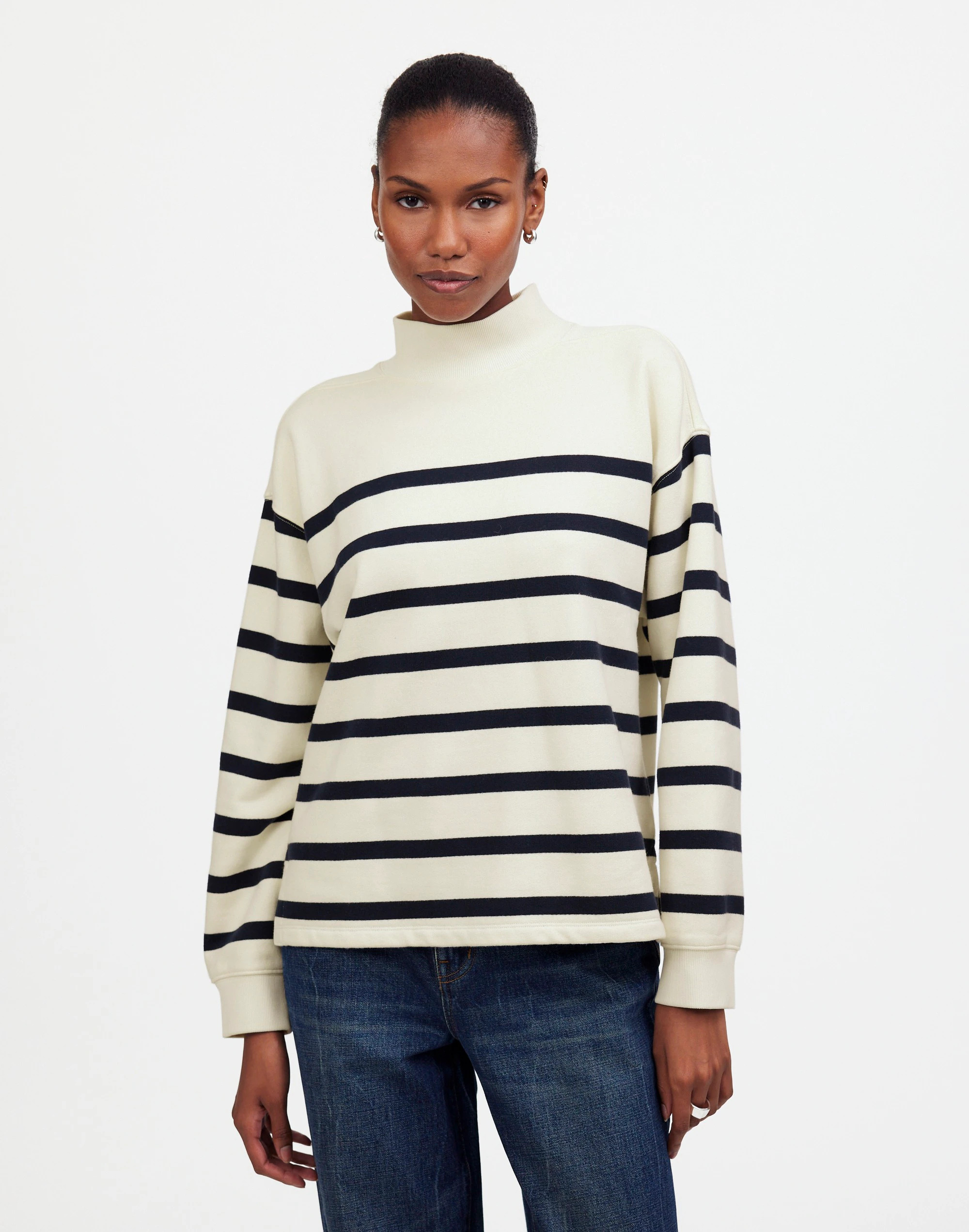 Midweight Mockneck Sweatshirt in Stripe | Madewell | Madewell