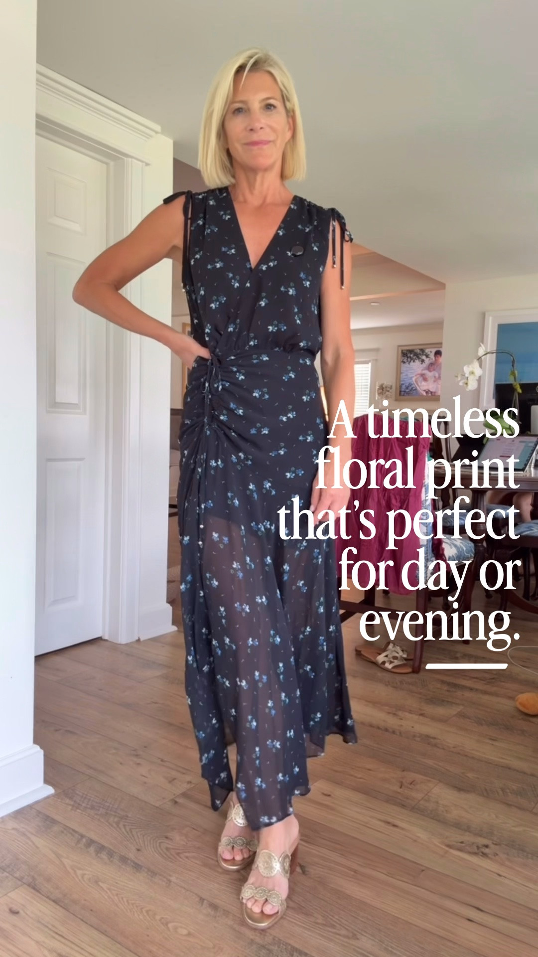 This floral midi dress is one of those effortless pieces you can wear from brunch to dinner with just a change of accessories. I love the flattering draped waist, soft floral print, and flowy silhouette, it creates an elegant look without sacrificing comfort. Just add your favorite sandals and simple jewelry, and you’re ready for any occasion.

👩‍💻 LTK PRO TIPS
❤️ Heart = Support my posts ;-)
🔖 Save = Get sale & restock alerts for the things you love!
📋 Lists = Keep favorites organized (List ideas: Christmas, Birthdays, and Vacations!)
📲 Share = Send lists and products to a friend (or your daughters like me).
💬 Comment = Ask me anything, and I’ll answer. ;-)

#LTKootd #LTKSeasonal #LTKOver40