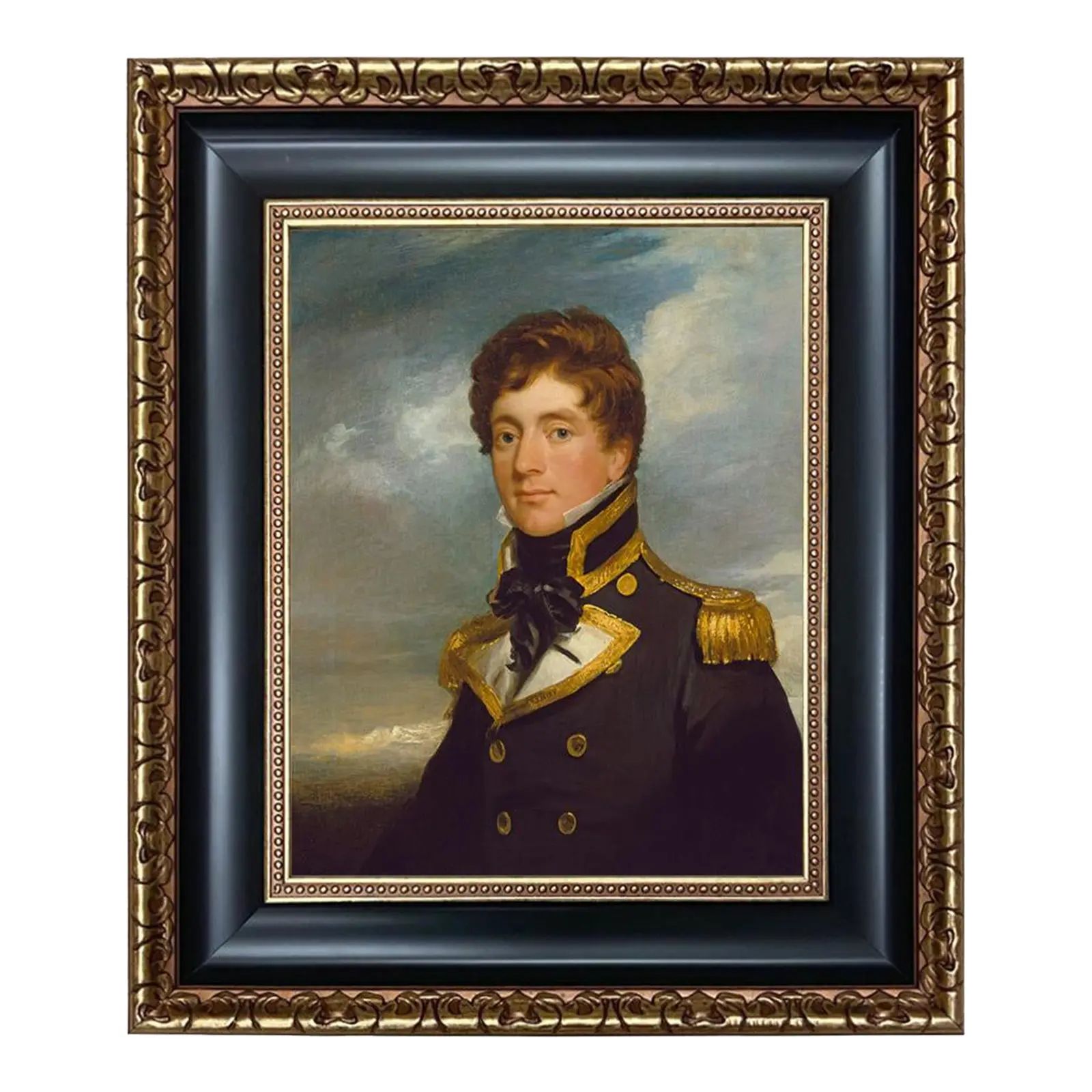 "English Naval Officer" Contemporary Reproduction Portrait Print on Canvas, Framed | Chairish