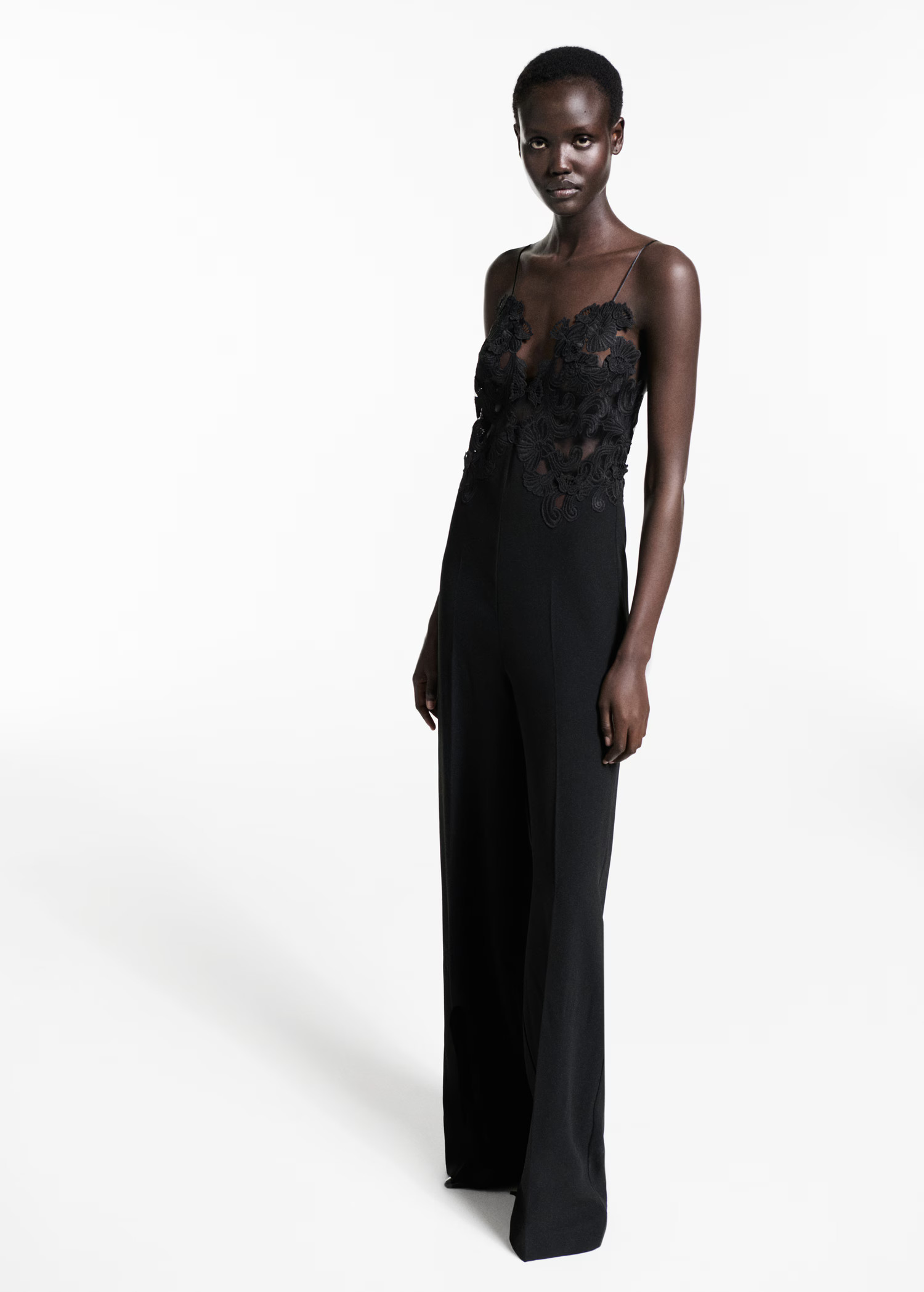 Tulle jumpsuit with lace detail - Women | MANGO USA | Mango (US/MX/AU)