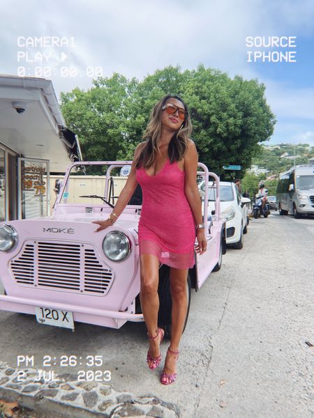 Bachelorette style, pink mini dress, Barbie style, sequin dress, crystal dress, aquazzura shoes on sale, ootn, going out dress 

#LTKstyletip #LTKFind