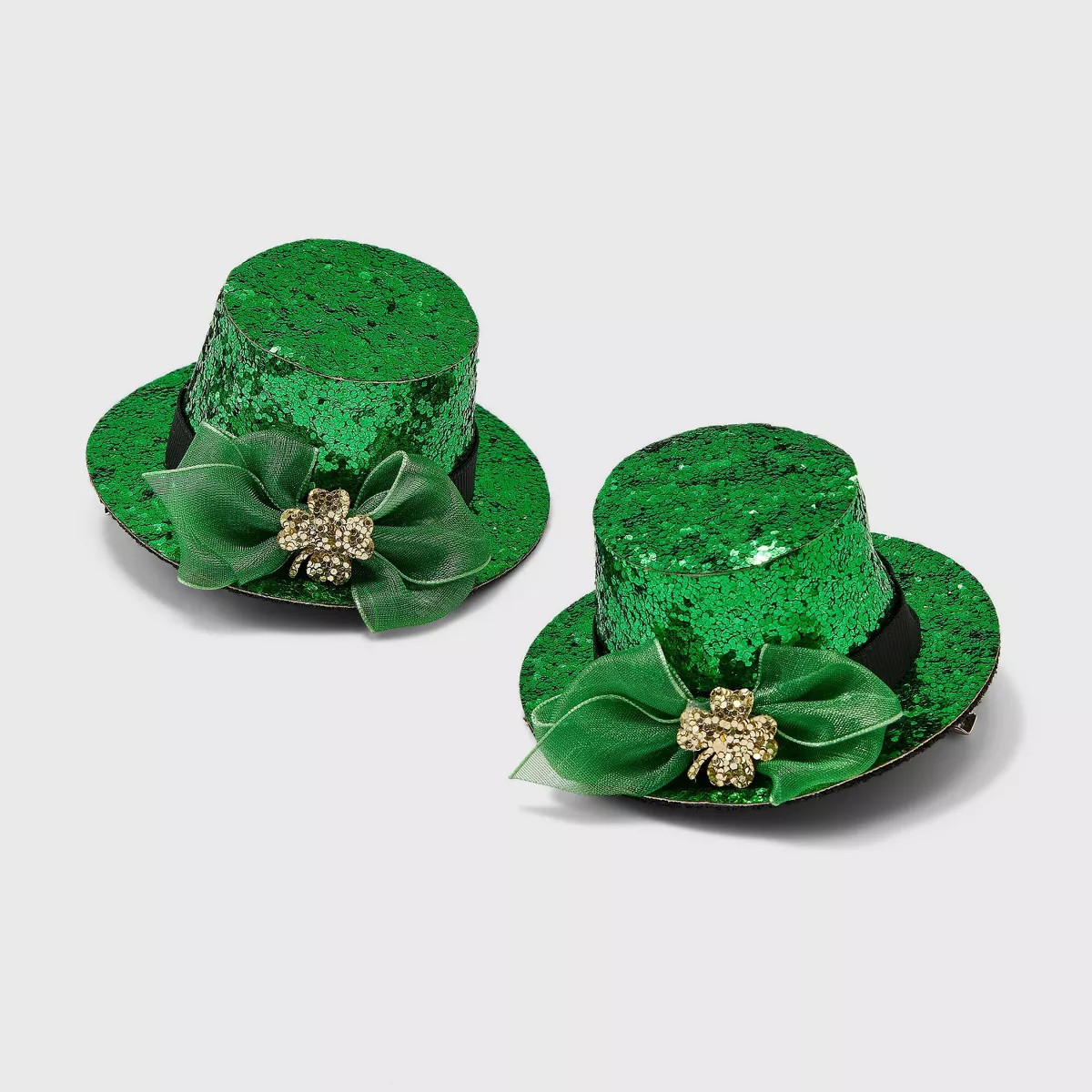 St Patrick's Day Hair Clip Hat Set 2pc - Green | Target