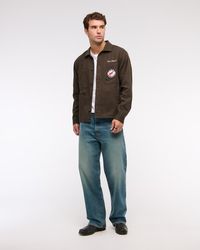 Twill Graphic Shirt Jacket | Abercrombie & Fitch (US)