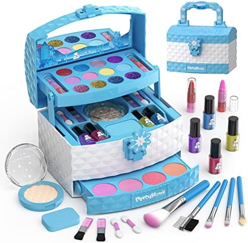PERRYHOME Kids Makeup Kit for Girl 35 Pcs Washable Real Cosmetic, Safe & Non-Toxic Little Girl Ma... | Amazon (US)