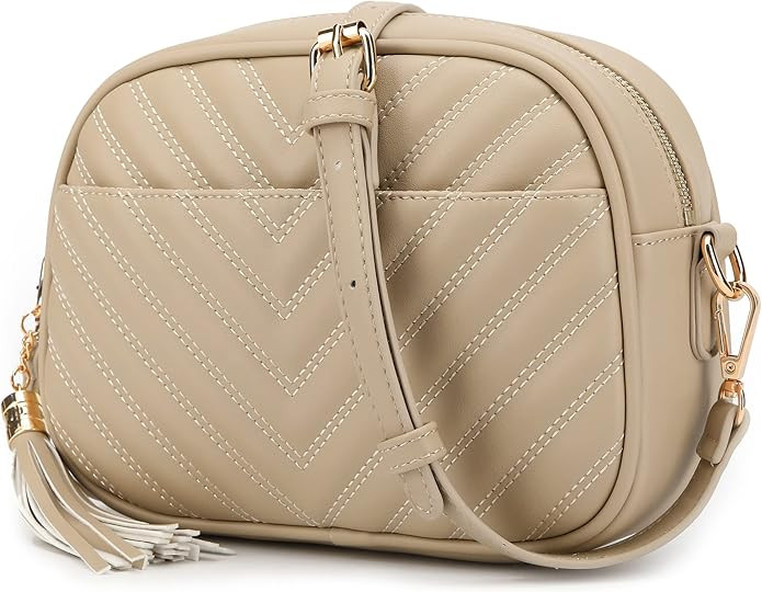 Lola Mae Quilted Crossbody Bag, Medium Lightweight Shoulder Purse Top Zipper Tassel Accent | Amazon (US)
