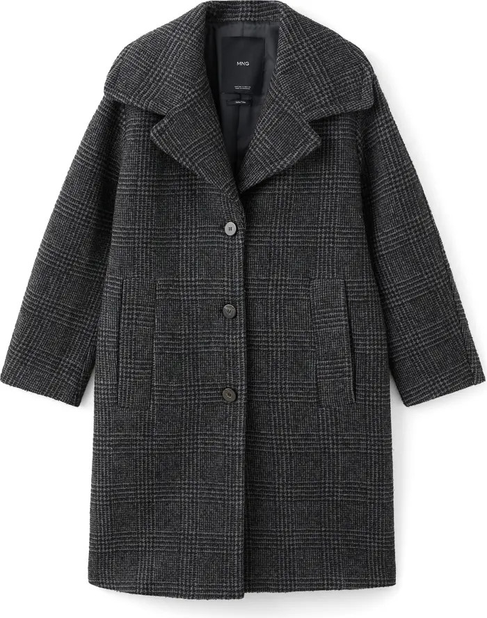 MANGO Glen Plaid Wool Blend Coat | Nordstrom | Nordstrom