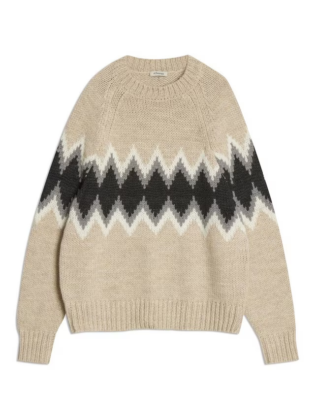 AlbarayArgyll Wool Blend Jumper, Cream/Multi, 16 | John Lewis (UK)