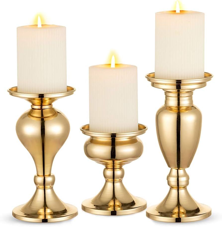 Sziqiqi Pillar Candleholder Set for Candle Holder Centerpieces, Table Mantel Fireplace Decoratio... | Amazon (US)