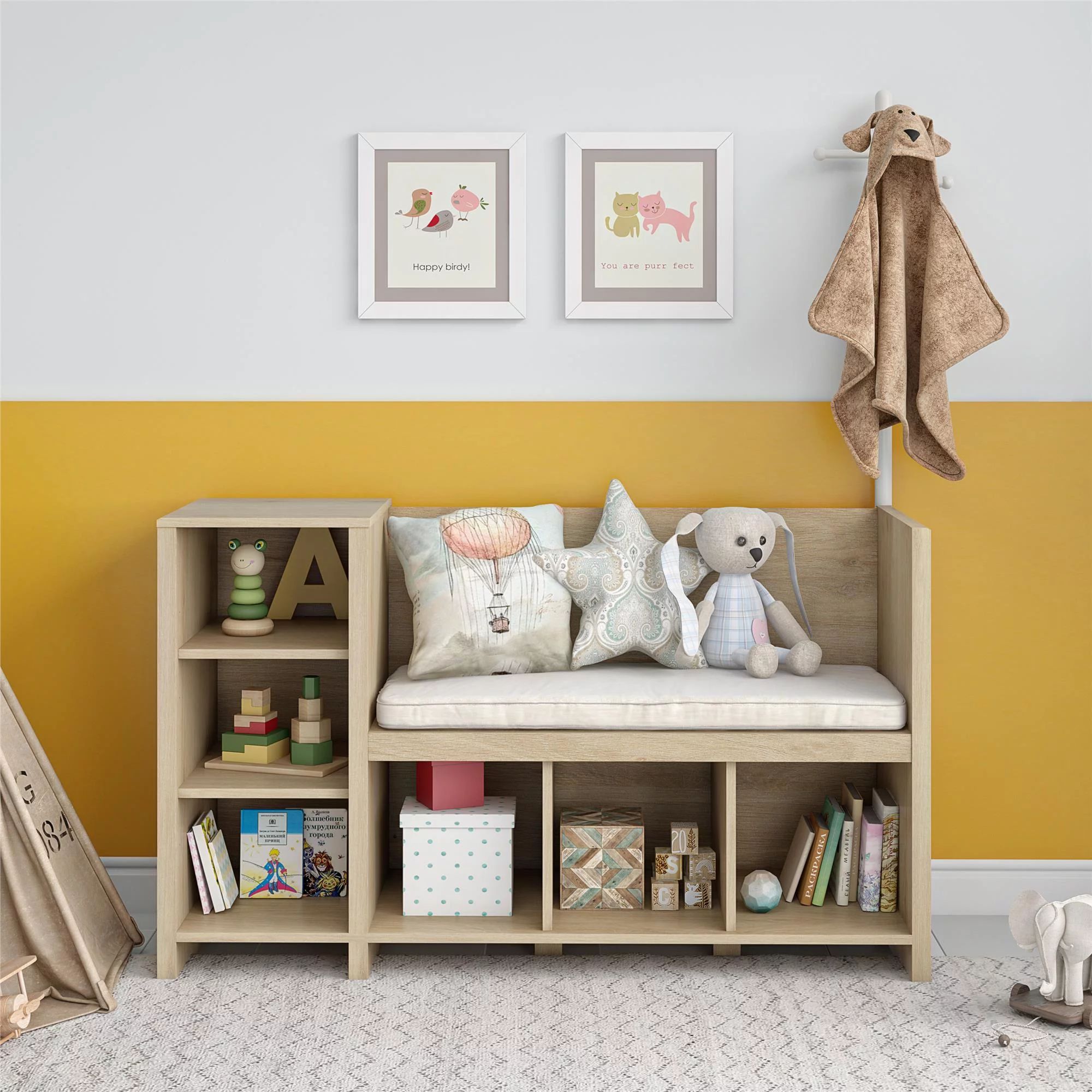 Ameriwood Home Charli Storage Bench and Coat Rack, Blonde Oak | Walmart (US)