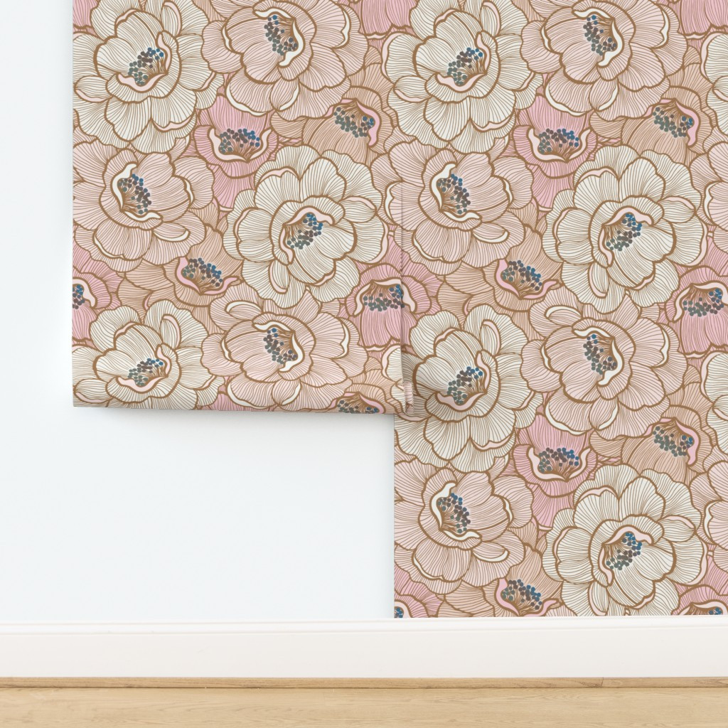 1147Rose of Victoria (xlarge), pink - vintage flowers Wallpaper byrocketandindigo | Spoonflower
