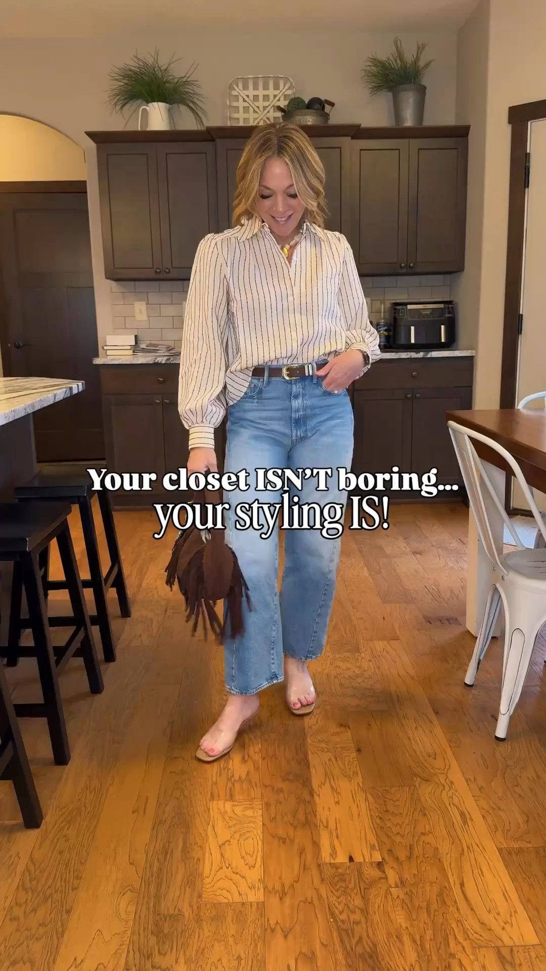 Girl!! Your closet probably isn’t the problem. It’s your lack of styling🤭

You might just be wearing everything the same way every time.

I catch myself doing this all the time…
same jeans
same top
same shoes
repeat.

But when you start switching up layers, accessories, shoes, or proportions, suddenly the same piece gives you a completely different outfit.

You don’t always need more clothes.

Sometimes you just need more ways to wear the ones you already love.

Same jeans.
Different styling.
Whole new outfit.

Save this for the next time you’re standing in your closet thinking you have nothing to wear.

#LTKOver40 #LTKPetite #LTKootd