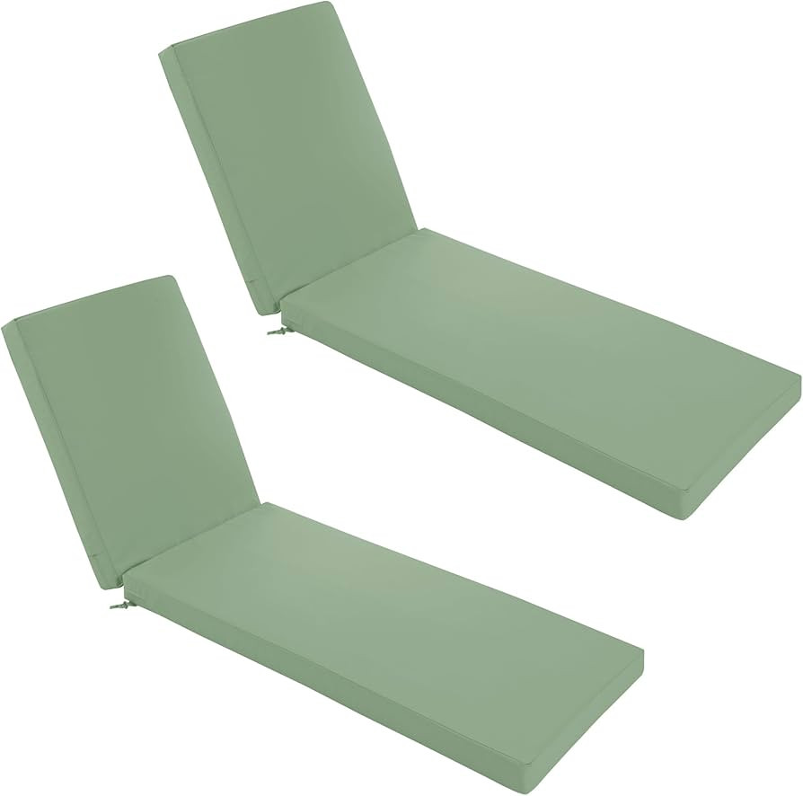 Chaise Lounge Cushions Outdoor Set of 2 - Waterproof and Fade Resistant Sun Lounger Replacement C... | Amazon (US)