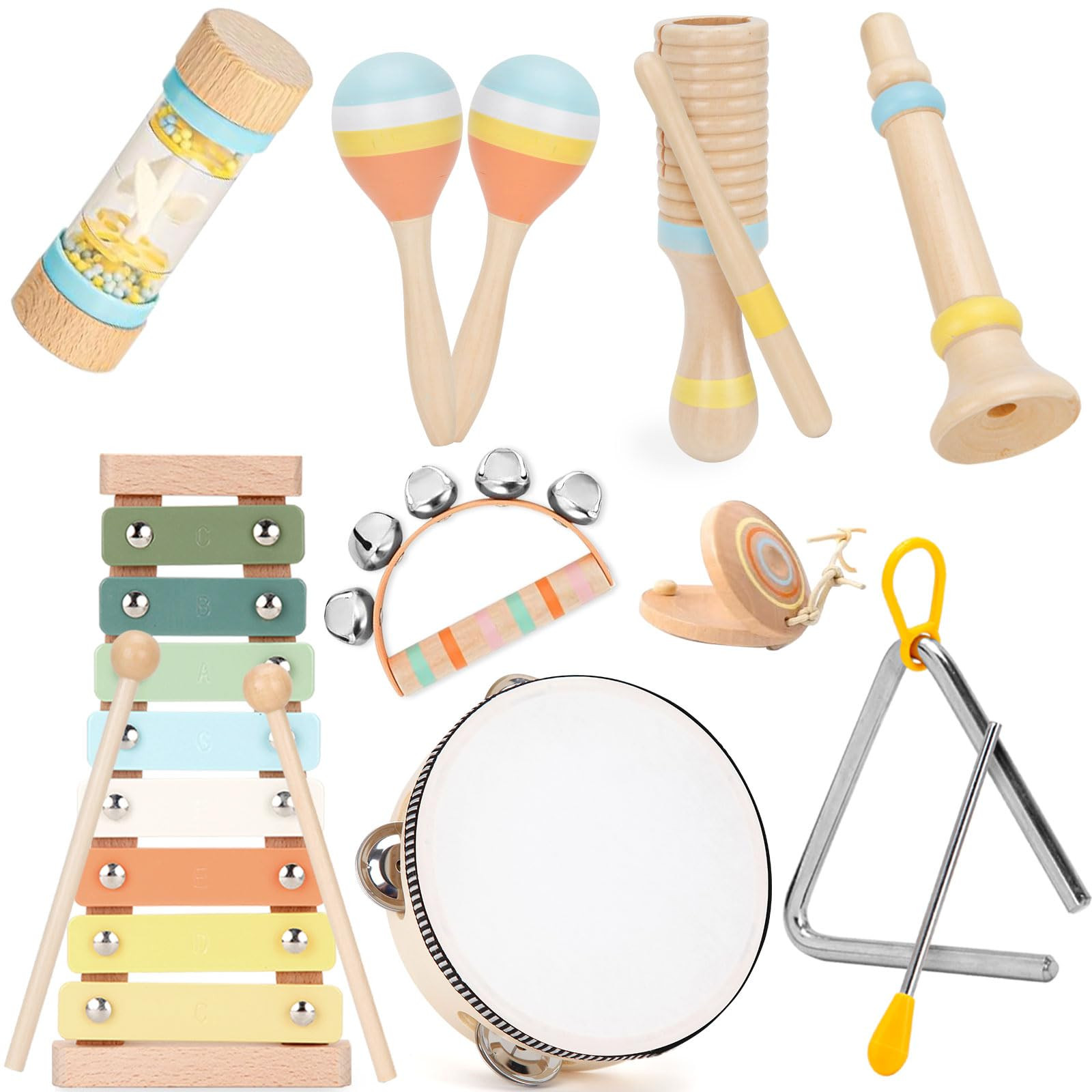 Baby Musical Instruments Set Wooden Montessori Toys for Toddlers 1-3 Percussion Instruments Set M... | Amazon (US)