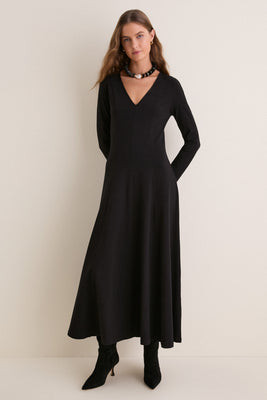 Black Jersey Long Sleeve Agnes Dress | Tuckernuck (US)