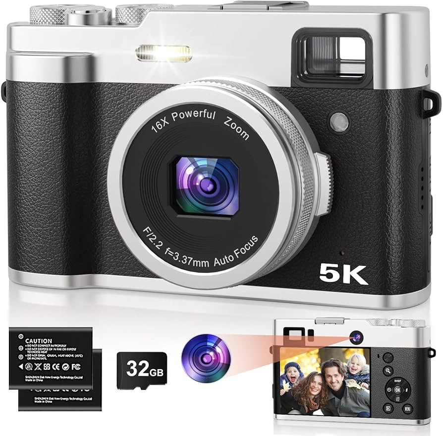 5K Digital Camera for Photography, 48MP Dual Camera Autofocus Vlogging Camera for YouTube with Vi... | Amazon (US)