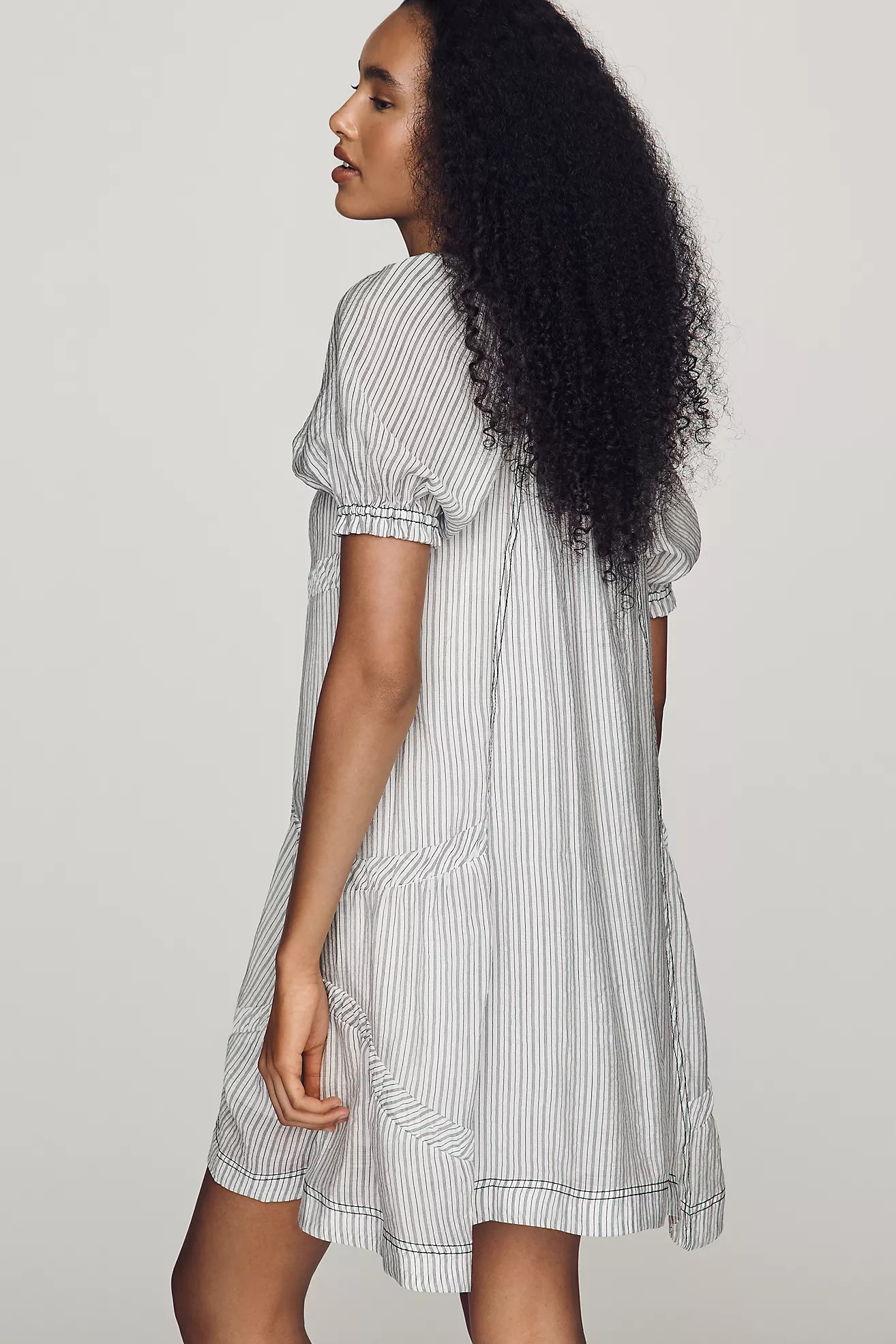 Pilcro Textured Puff-Sleeve Mini Dress | Anthropologie (US)