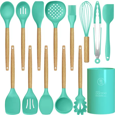 oannao Silicone Cooking Utensils Kitchen Utensil Set - 446°F Heat Resistant Turner Tongs Spatula Spo | Walmart (US)