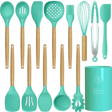 oannao Silicone Cooking Utensils Kitchen Utensil Set - 446°F Heat Resistant Turner Tongs Spatula Spo | Walmart (US)