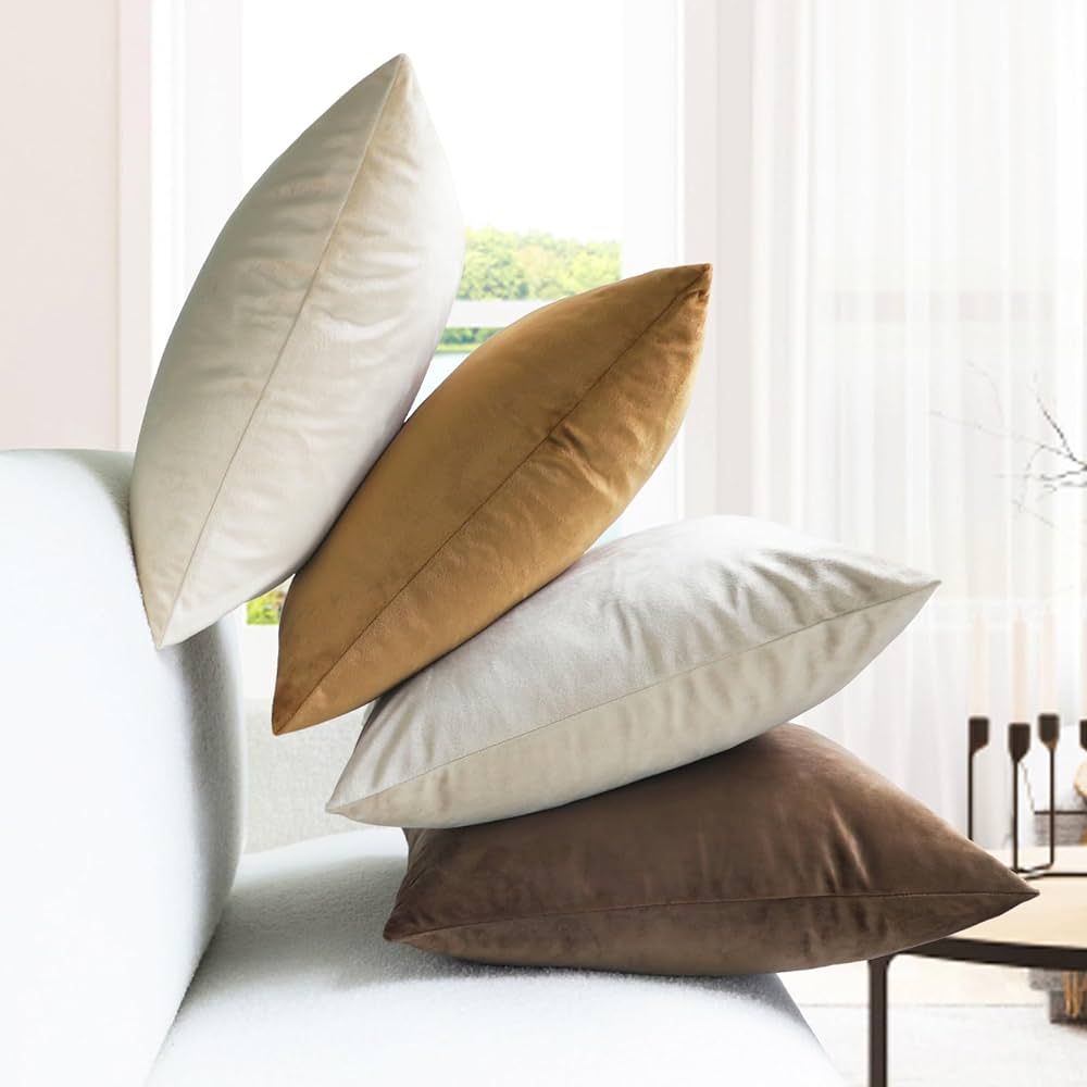 MEKAJUS Throw Pillow Covers 20x20 Set of 4 Decorative Pillow Covers Soft Velvet Pillow Covers Cou... | Amazon (US)