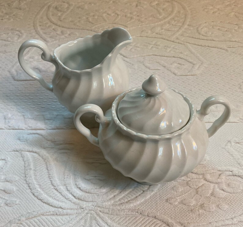 Cream and Sugar . Ironstone Sugar Bowl . Ironstone Creamer .made in England . Johnson Bros. Snowh... | Etsy (US)