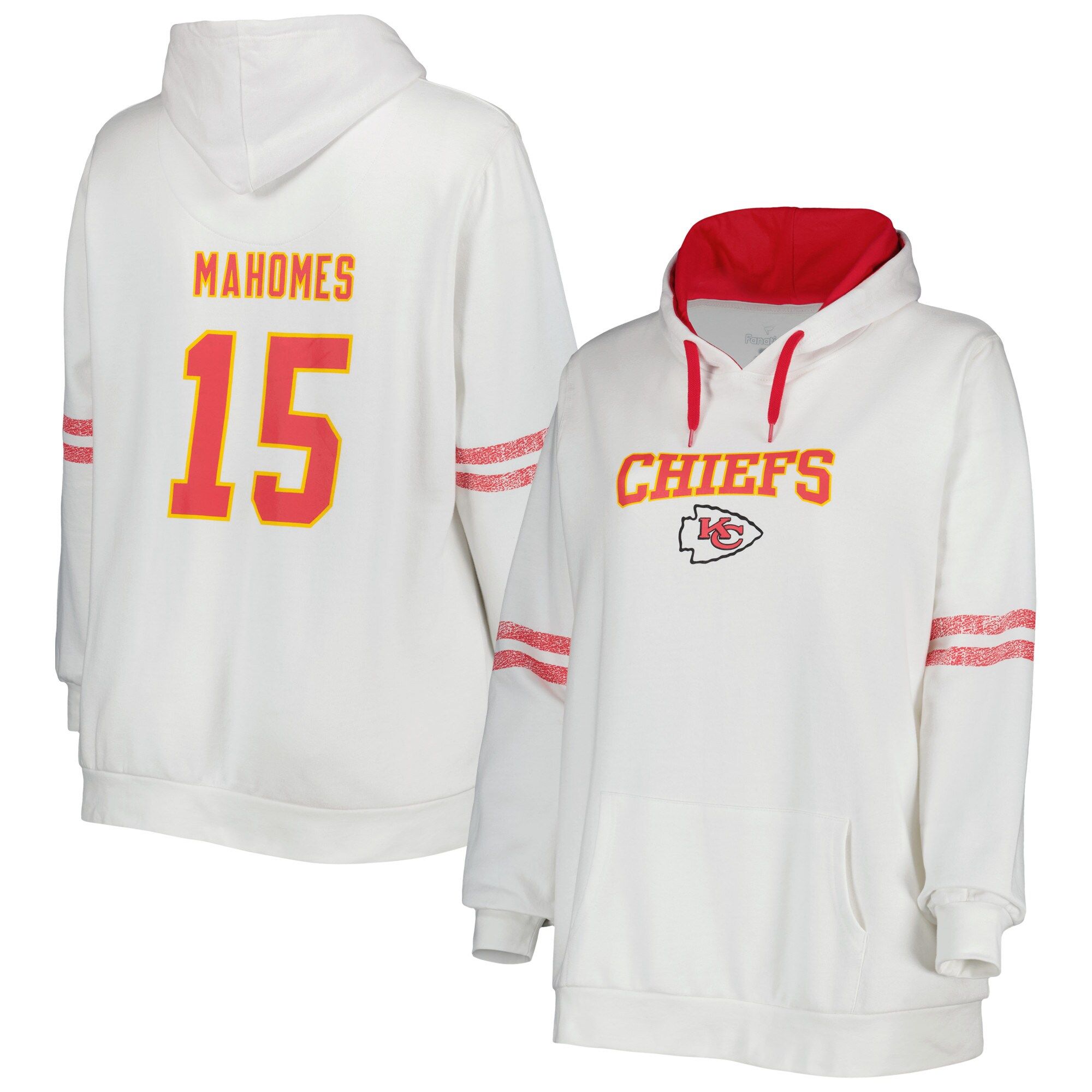 Women's Kansas City Chiefs Patrick Mahomes White/Red Plus Size Name & Number Pullover Hoodie | NFL Shop