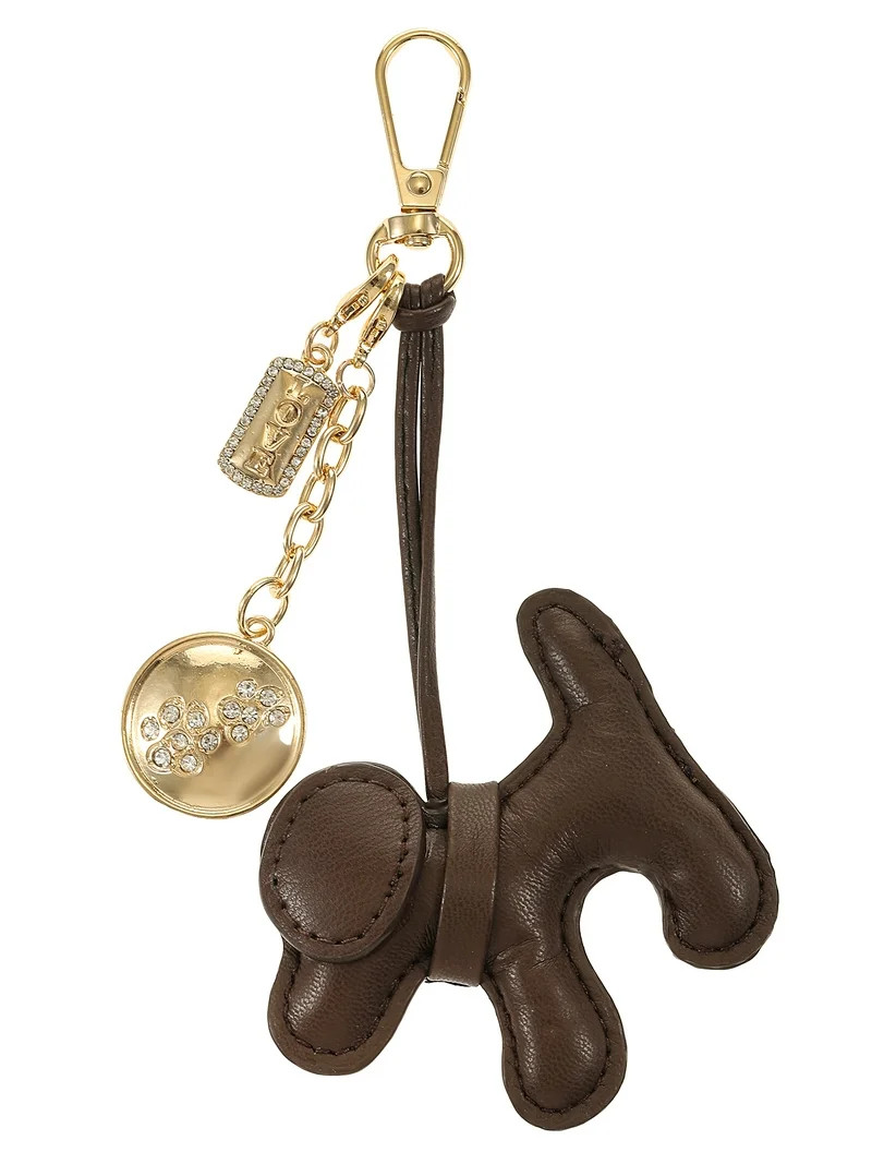 Time and Tru Goldtone and Faux Leather Dog Bag Charm, Brown, 1 Piece | Walmart (US)
