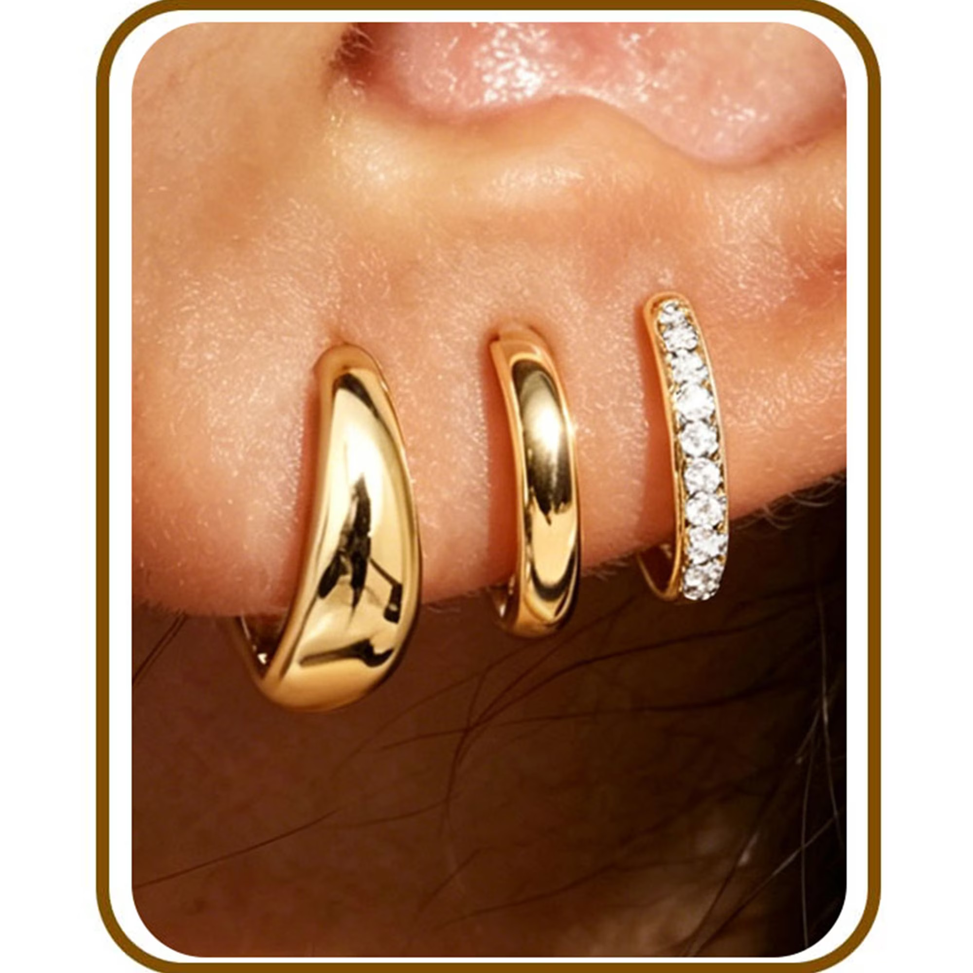 LUNVKY 3 Pairs 18K Gold Plated Hoop Earrings for Women CZ Small Huggie Cartilage Hypoallergenic Earrings Set for Multiple Piercing Birthday Christmas Jewelry Gifts Teen Adult Stocking Stuffers - Walmart.com | Walmart (US)