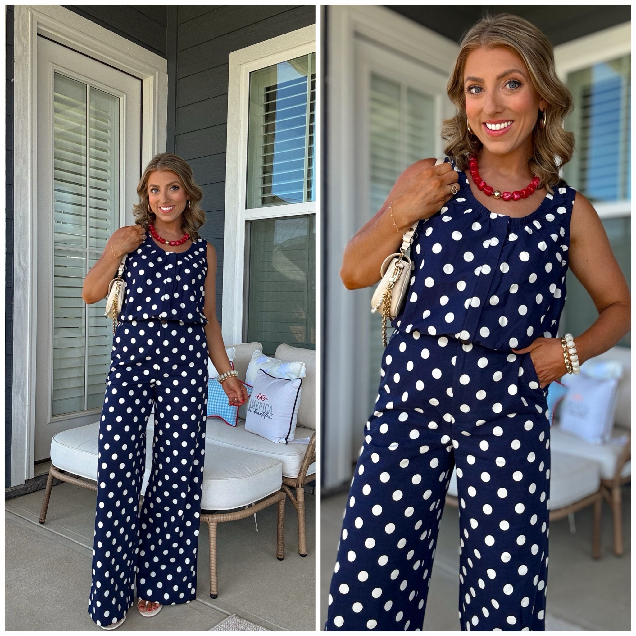 Tonight’s outfit for Honors Night at my daughter’s school ❤️🤍💙 This adorable Target polka dot matching set was too good to pass up! The flowy wide leg pants are SO comfy, the fit is super flattering, and I love how easy it is to dress up with a fun necklace and sandals 👏🏻

The perfect outfit when you want to feel cute, comfortable, and a little extra patriotic without trying too hard 🇺🇸✨ Definitely one of my favorite Target fashion finds lately!

#TargetStyle #TargetFashion #MatchingSet #PolkaDots #WideLegPants #MomStyle #OOTD #AffordableFashion #TargetFinds #MatchingSetStyle #CasualChic #EverydayStyle #SummerStyle #PatrioticStyle #FashionFinds #ComfyStyle #TargetOOTD #WomensFashion #StyleOver40 #DateNightStyle

#LTKootd #LTKPetite