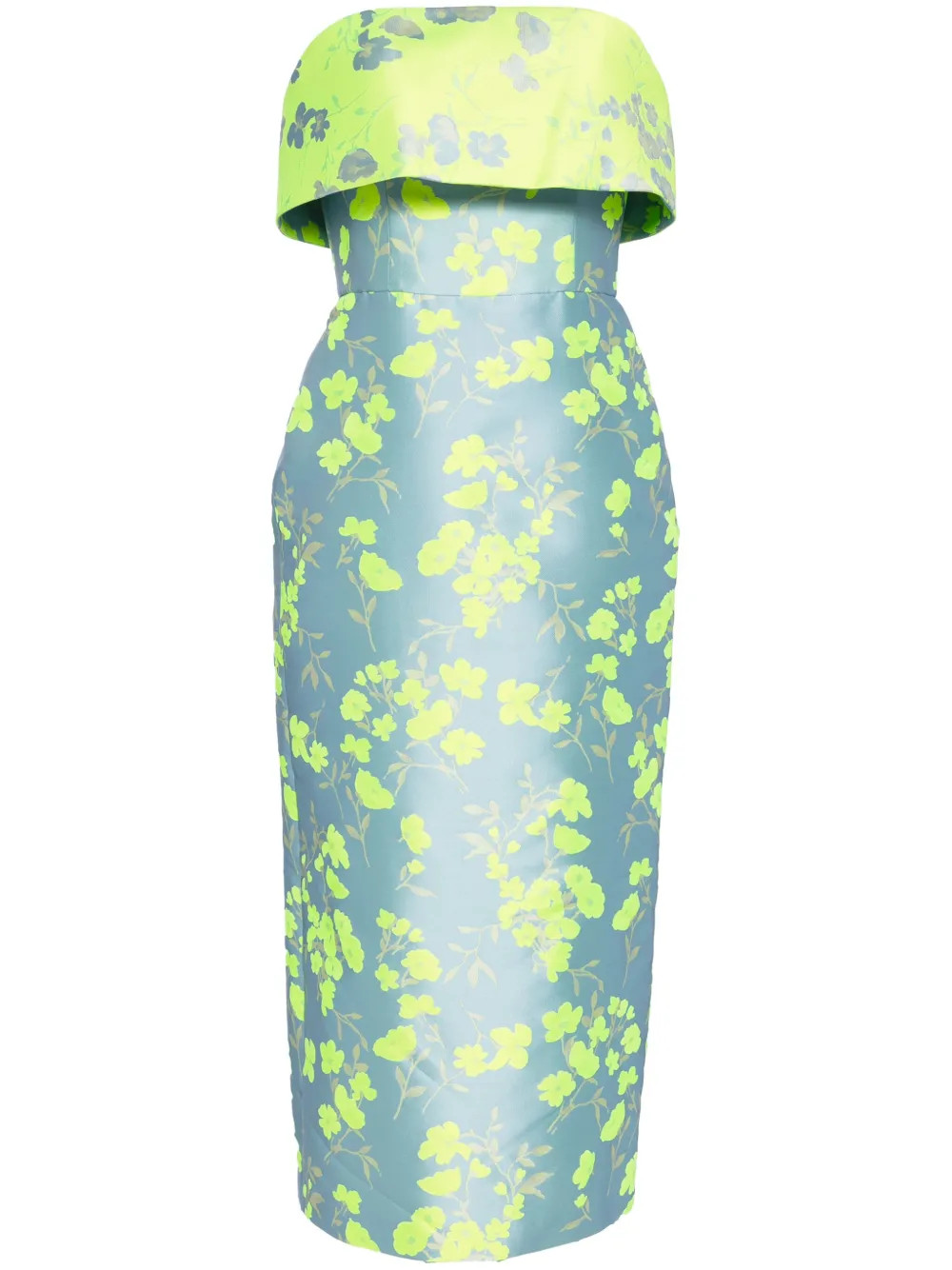 Amsale Floral Jacquard Dress | Blue | FARFETCH | Farfetch Global