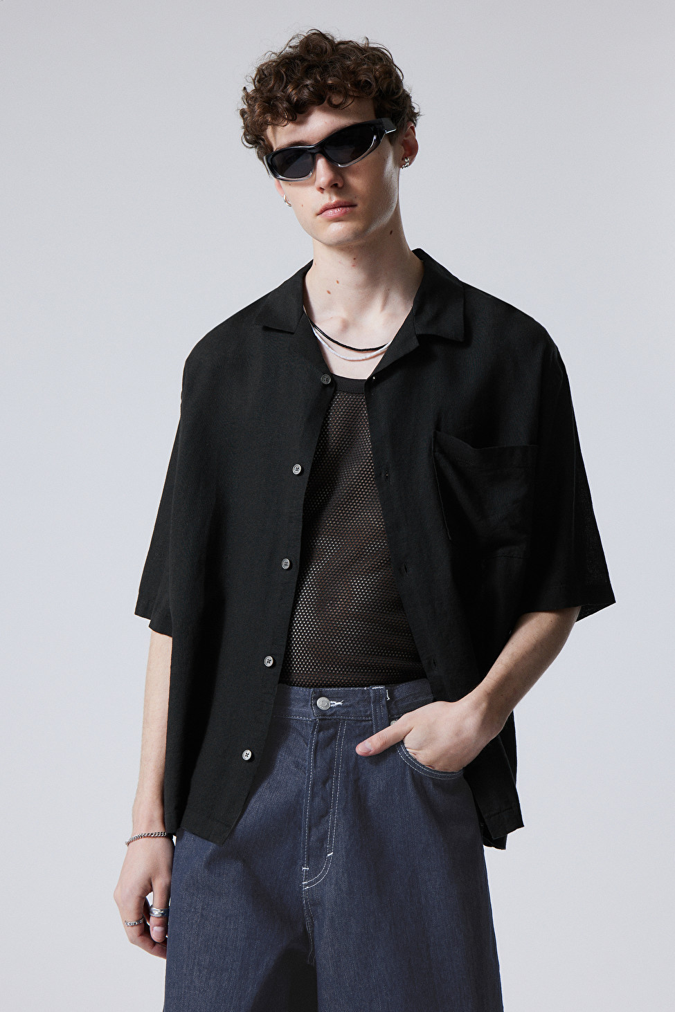 Oversized Linen Short Sleeve Shirt | Weekday