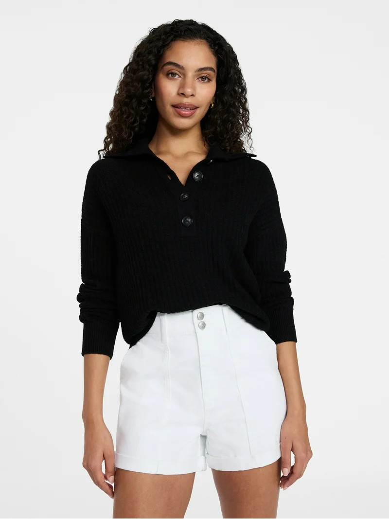 Time and Tru Women's Pullover Henley Sweater, Sizes XS-XXXL | Walmart (US)