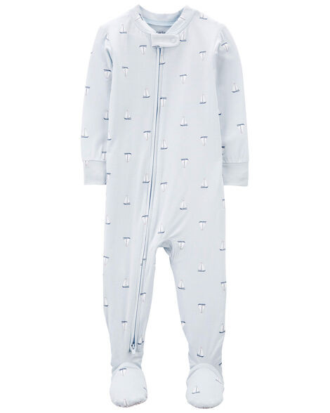 Carter's Baby Boys 1-Piece Sailboat PurelySoft Footie Pajamas 12M Blue | Carter's