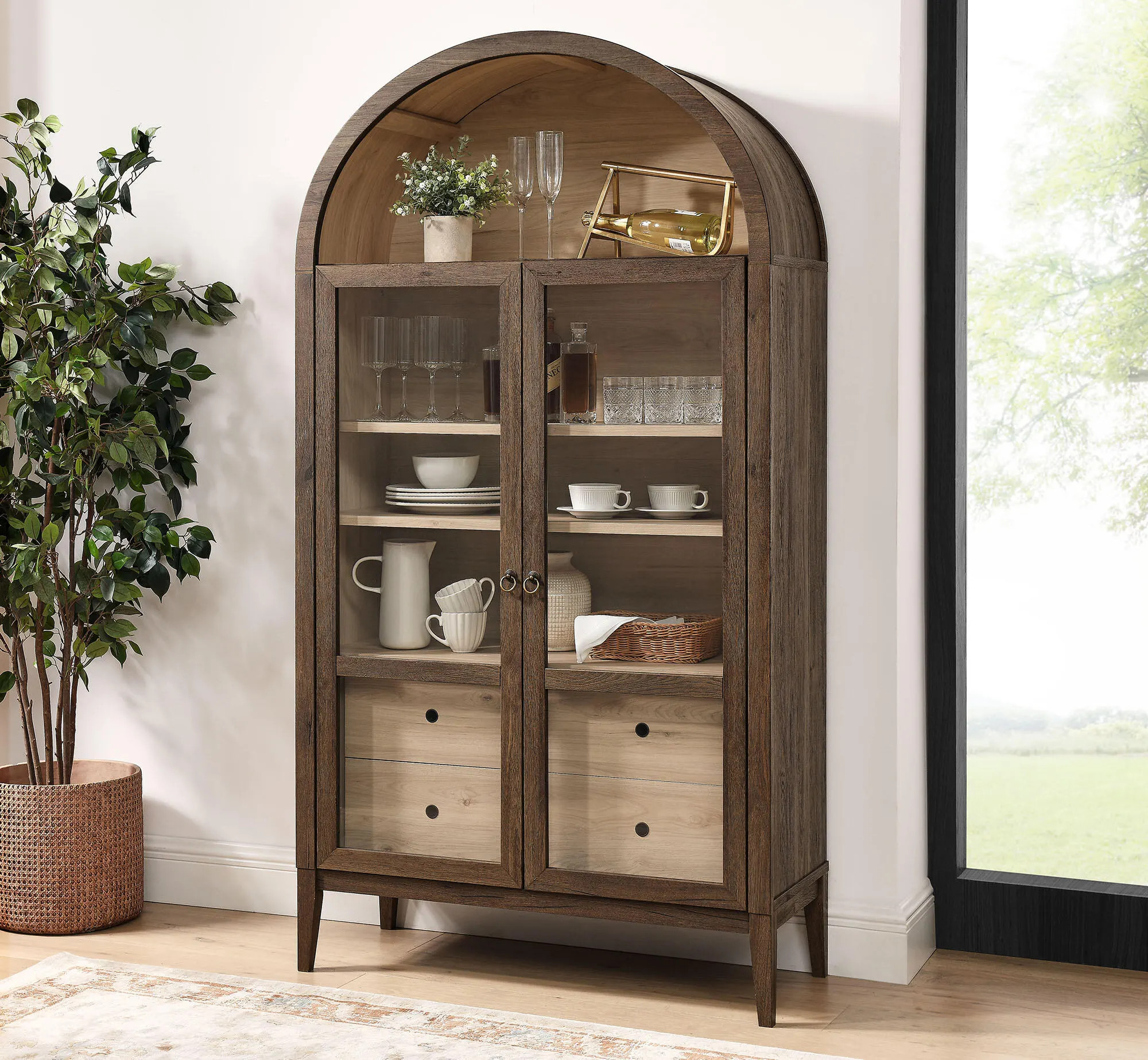 Modway Nolan Storage Cabinet, Walnut/Light Oak | Ashley