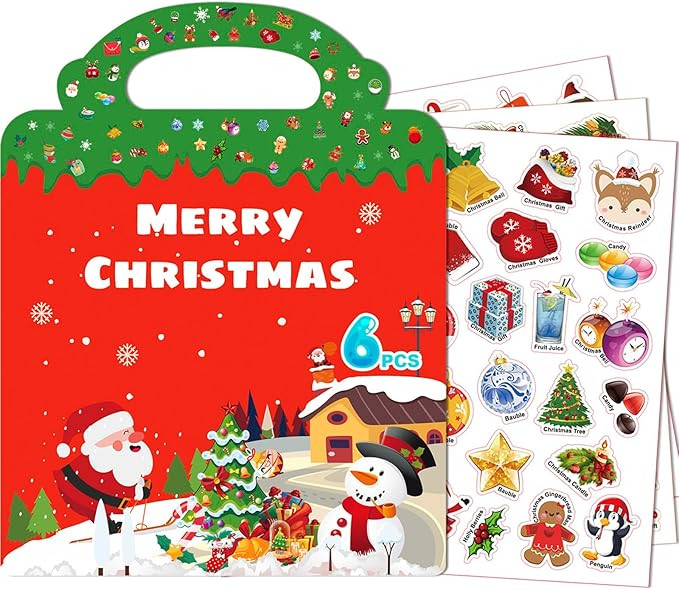 Christmas Sticker Book for Kids 1-3, Reusable Sticker Toys for Toddlers 2-4 Years Boys Girls Xmas... | Amazon (US)
