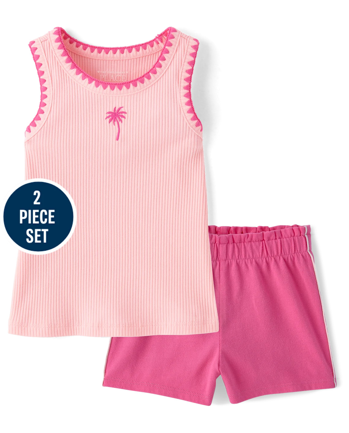 Baby And Toddler Girls Embroidered Palm Tree 2-Piece Outfit Set - multi | The Children's Place