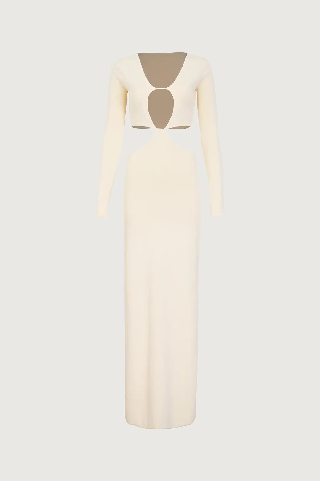 Long Sleeve Cut Out Maxi Dress (Cream) | SAME