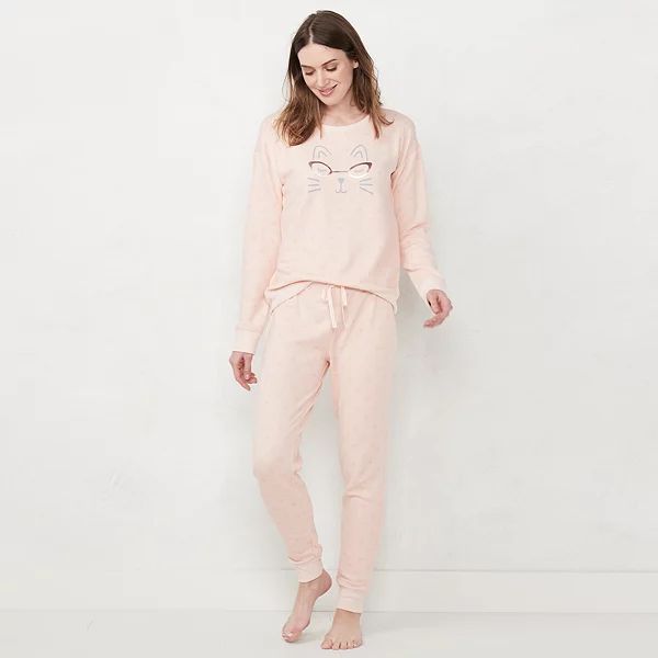 Women's LC Lauren Conrad Extra Soft Pajama Shirt & Pajama Pants Set | Kohl's