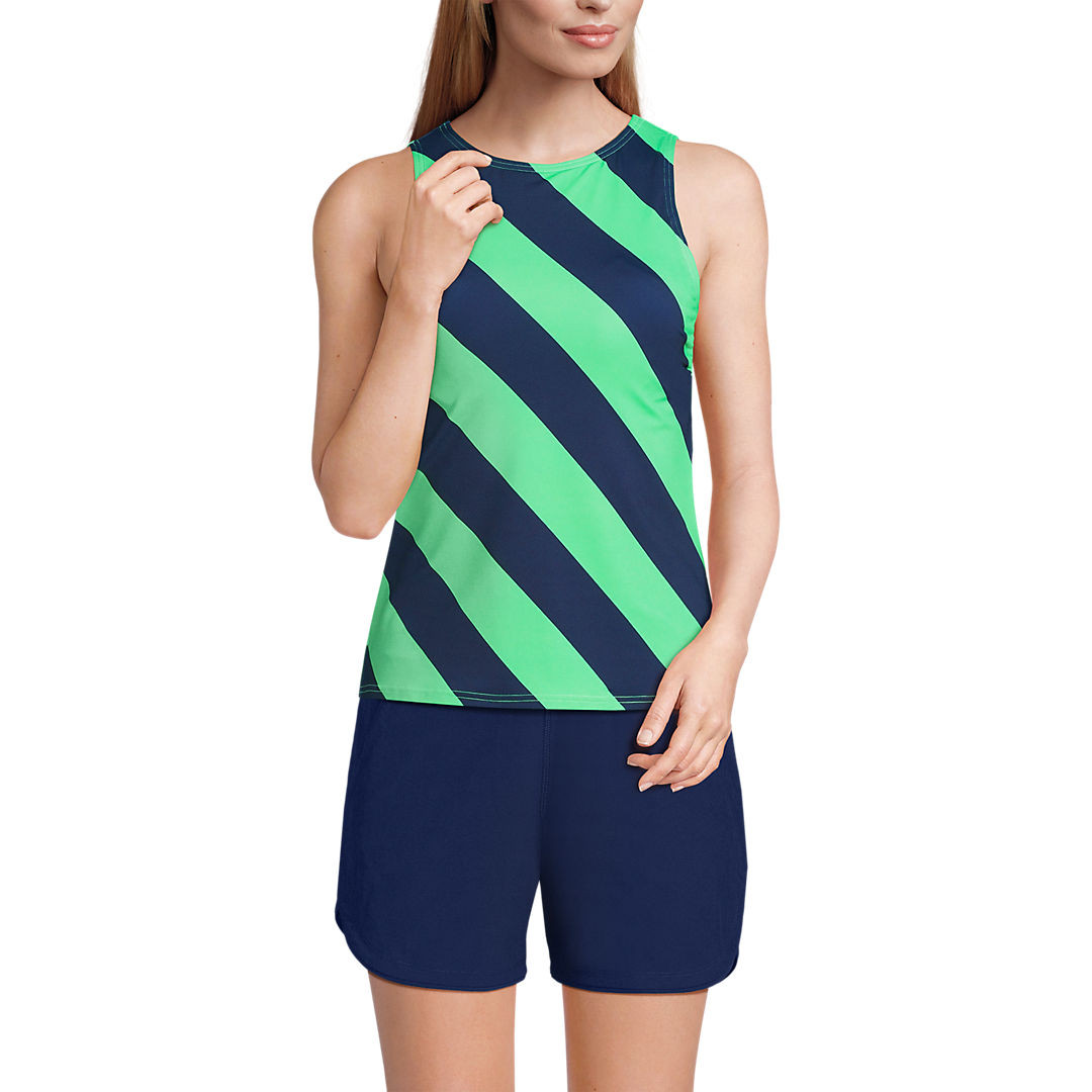 Women's Chlorine Resistant High Neck UPF 50 Modest Tankini Swimsuit Top | Lands' End (US)