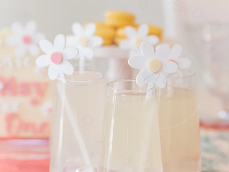 3D Daisy Drink Stirrers-set OF 5 Layered Drink Stirrers - Etsy | Etsy (US)
